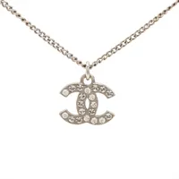 シャネル ココマーク F13V ネックレス GP×ラインストーン シルバー