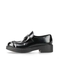 プラダ チョコレート レザー ローファー 37.5 レディース ブラック トライアングルロゴ インソールにスレあり