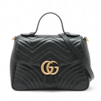 グッチ GGマーモント レザー 2WAYハンドバッグ ブラック 498110