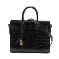 サンローランパリ サックドジュール ナノ クロコ型押し 2WAYハンドバッグ ブラック 392035