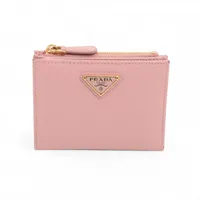 プラダ サフィアーノ トライアングル 1ML050 レザー コンパクトウォレット ピンク