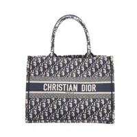 クリスチャンディオール オブリーク ブックトート ミディアム キャンバス トートバッグ ネイビー