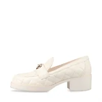 シャネル ココマーク マトラッセ レザー ローファー 36 1/2 レディース アイボリー G39697 ハート