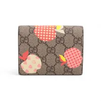 グッチ GGスプリーム 663922 PVC×レザー コンパクトウォレット ベージュ