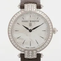 ハリーウィンストン プルミエール PRNQHM31WW001 WG WG×革 QZ ホワイトシェル文字盤