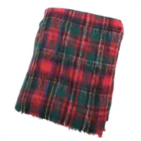 サンローランパリ ロゴ マフラー モヘヤ×ナイロン×ウール レッド×グリーン