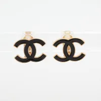 シャネル ココマーク 02A イヤリング(両耳用) GP ゴールド×ブラック