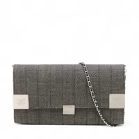 シャネル チョコバー キャンバス チェーンショルダーバッグ ブラック シルバー金具 7番台