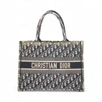 クリスチャンディオール オブリーク ブックトート ミディアム キャンバス トートバッグ ネイビー