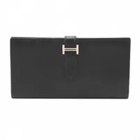 エルメス ベアン ヴォーエプソン ロングウォレット ブラック シルバー金具 □J:2006年