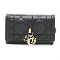 ディオール レディディオール カナージュ レザー キーケース ブラック