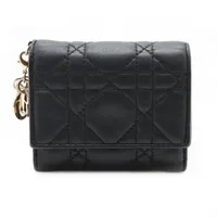 ディオール レディディオール カナージュ レザー コンパクトウォレット ブラック