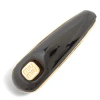 ミュウミュウ ロゴ バレッタ GP×レジン ブラック