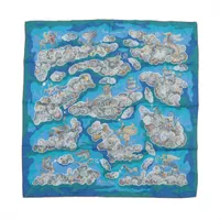 エルメス カレ90 スカーフ シルク ブルー Nuees imaginaires 想像の雲