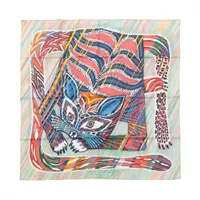 エルメス カレ90 Le Chat Carre スカーフ シルク グリーン ソルド品