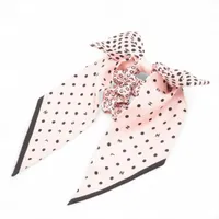 シャネル ココマーク リボン シュシュ シルク ピンク×ブラック ドット