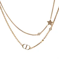 ディオール Petit CD プチCD ネックレス GP×ラインストーン ゴールド