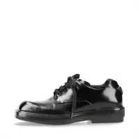 プラダ レザー ローファー 7 1/2 メンズ ブラック 2EG427 スクエアトゥ ダービーシューズ スレ有 シワ有 ヨゴレ有