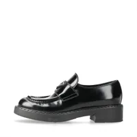 プラダ チョコレート レザー ローファー 35 1/2 レディース ブラック トライアングルロゴ 保存袋 箱あり スレ リフトすり減りあり