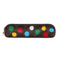 ヴィトン×草間彌生 モノグラム トゥルースエリザベット GI0886 PVC×レザー ペンケース ブラウン JG0243