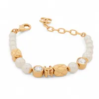 シャネル ココマーク F26P ブレスレット GP×ラインストーン×フェイクパール ゴールド