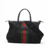 グッチ シェリーライン キャンバスxレザー 2WAYトートバッグ ブラック 630923 アウトレットマーク