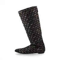 シャネル ココマーク ファブリック ブーツ 34 1/2 レディース ブラック G27884 ツイード リフト削れ インソールヨゴレ