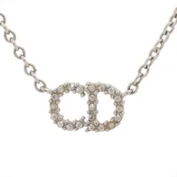 クリスチャンディオール Clair D Lune クレール ディー リュヌ ネックレス GP×ラインストーン シルバー