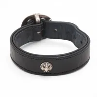 クロムハーツ ガンスリンガー ブレスレット レザー×925 29.0g サイズ9 ブラック×シルバー