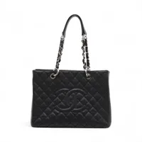 シャネル GST キャビアスキン チェーントートバッグ ブラック シルバー金具 16番台