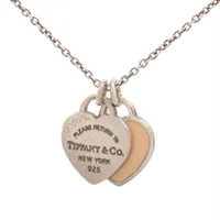 ティファニー リターントゥティファニー ミニダブルハートタグ ネックレス 925 2.7g シルバー×ベージュ