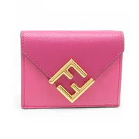 フェンディ FFダイヤモンド 8M0480 レザー コンパクトウォレット ピンク