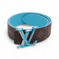 ヴィトン M0495 サンチュール LVイニシャル 40MM ピラミッド BC3261 ベルト 85 GP×PVC×レザー ピンク×ブルー リバーシブル  PARIS ヴァージル アブロー
