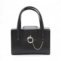 カルティエ パンテール レザー ハンドバッグ ブラック