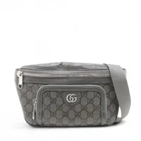 グッチ GGスプリーム PVCxレザー ボディバッグ グレー 733868