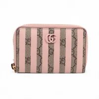 グッチ GGスプリーム 701485 PVC×レザー コインケース ベージュ×ピンク