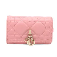 ディオール レディディオール カナージュ レザー キーケース ピンク