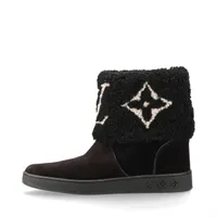 ヴィトン スノードロップライン 20年 ムートン ブーツ EU36 レディース ブラック FA1220 モノグラム ボア 箱 保存袋あり