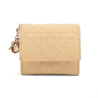 ディオール レディディオール カナージュ レザー コンパクトウォレット イエロー