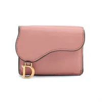 ディオール サドル レザー コンパクトウォレット ピンク