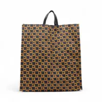 グッチ スクエアG PVCxレザー ハンドバッグ ブラックxイエロー 484690