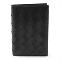ボッテガヴェネタ イントレチャート レザー パスポートケース ブラック