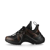 ヴィトン アークライトライン 19年 メッシュ スニーカー 37 レディース ブラック×ブラウン CO0221 モノグラム ヨゴレ有 削れ有 スレ有