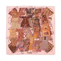 エルメス カレジェアン ストール カシミヤ×シルク ピンク VOYAGE EN ETOFFES 世界の布地を巡る旅