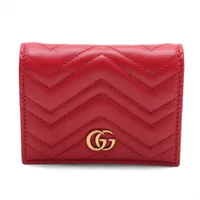 グッチ ダブルG 466492 レザー コンパクトウォレット レッド