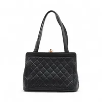 シャネル マトラッセ キャビアスキン トートバッグ ブラック ゴールド金具 4番台