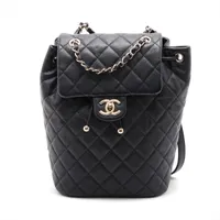 シャネル マトラッセ キャビアスキン チェーンリュック ブラック ゴールド金具 ランダムプレート AS4058