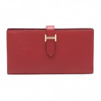 エルメス ベアンスフレ ヴォーエプソン ロングウォレット ルージュカザック ゴールド金具 X:2016年