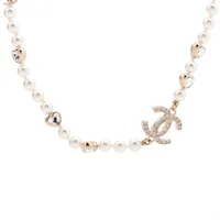 シャネル ココマーク B25B ネックレス GP×ラインストーン×フェイクパール ゴールド