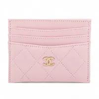 シャネル マトラッセ ラムスキン カードケース ピンク ゴールド金具 ランダムシリアル